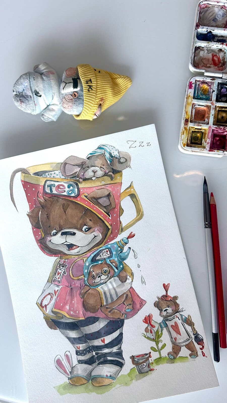 A Mad Tea-Party, 水彩原画 — 全体